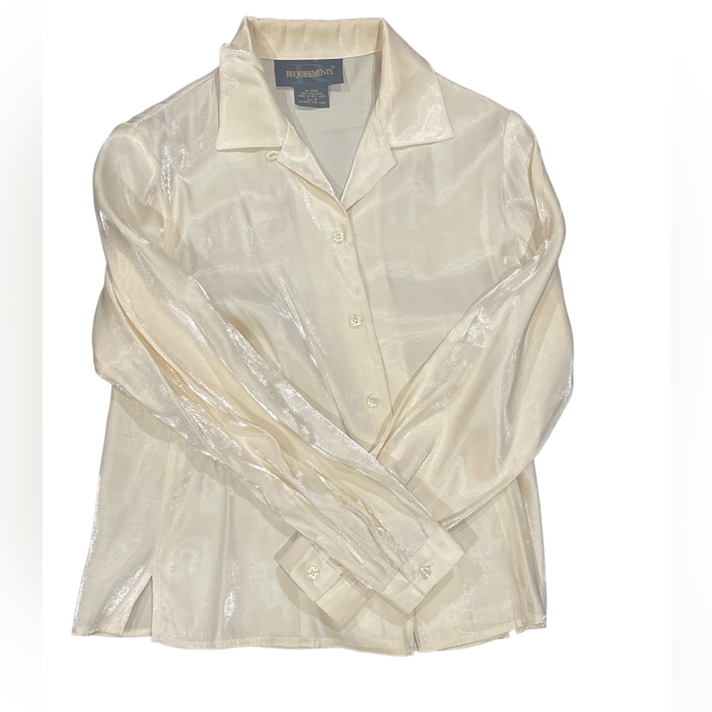 Vintage Requirements Shimmery cream blouse size 8 medium